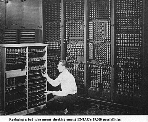Changing vacuum tubes in the computer ENIAC